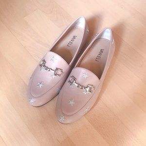 VANELI Gezzel Leather Loafers w/ Embroidered Stars NWOB
